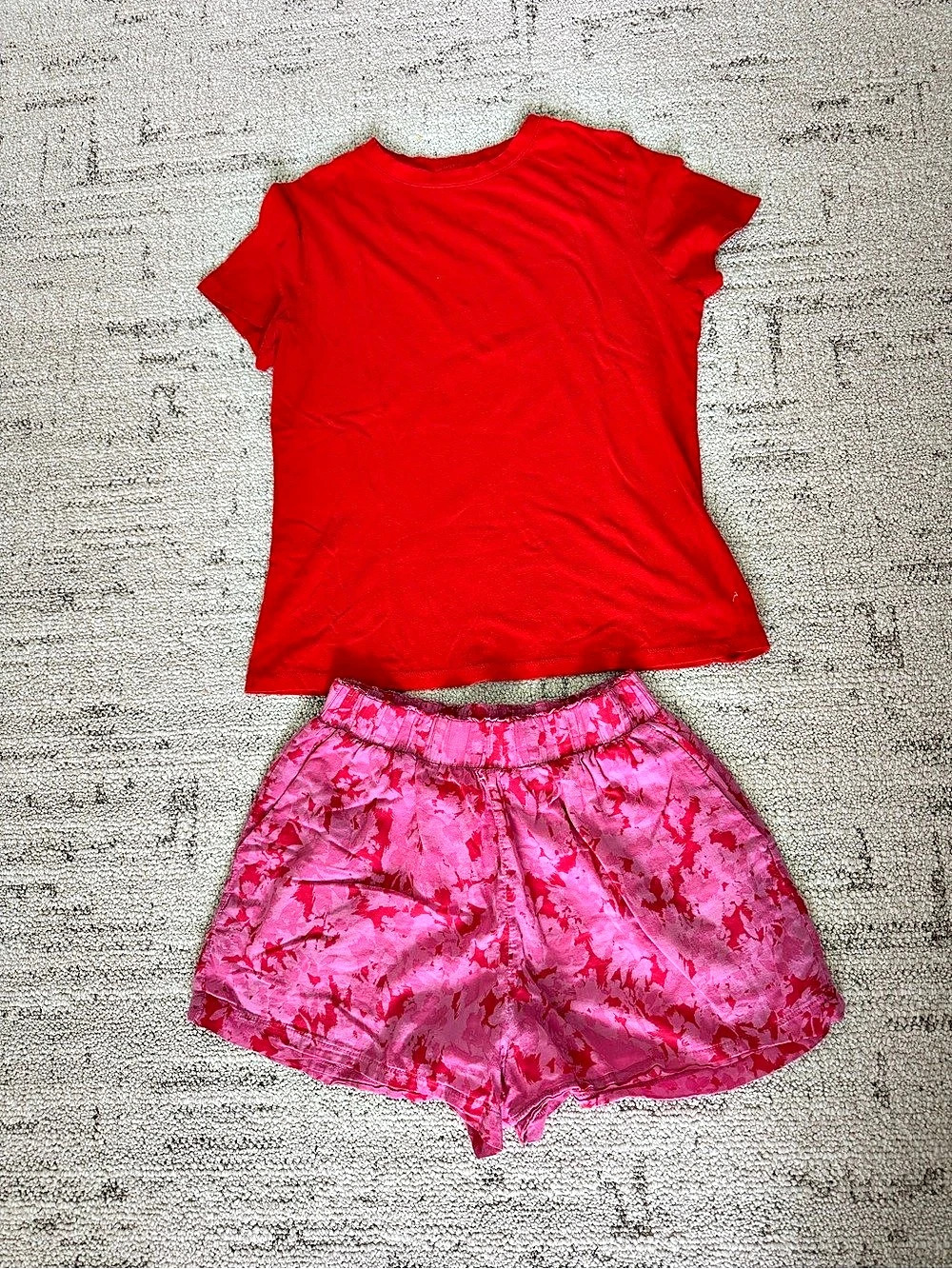 Red & Pink Floral Matching Short and T-Shirt Set
